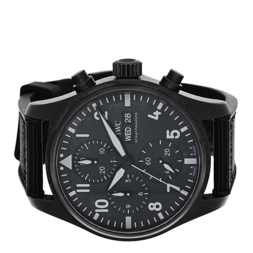 Ceramic Titanium Textile 41mm Pilot Top Gun Chronograph Automatic Watch Black IW388106